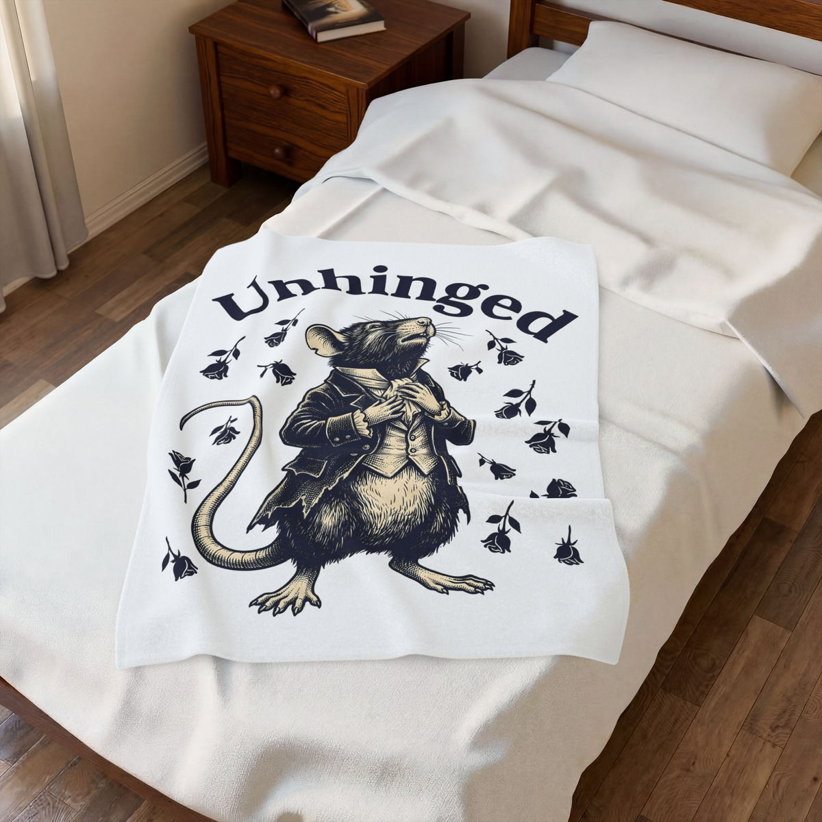 Dressed Mouse Blanket Funny Pet Gift Women Retro Blanket Mouse Blanket Humor Fan Vintage Blanket Animal Graphic Sketch Flower Blanket