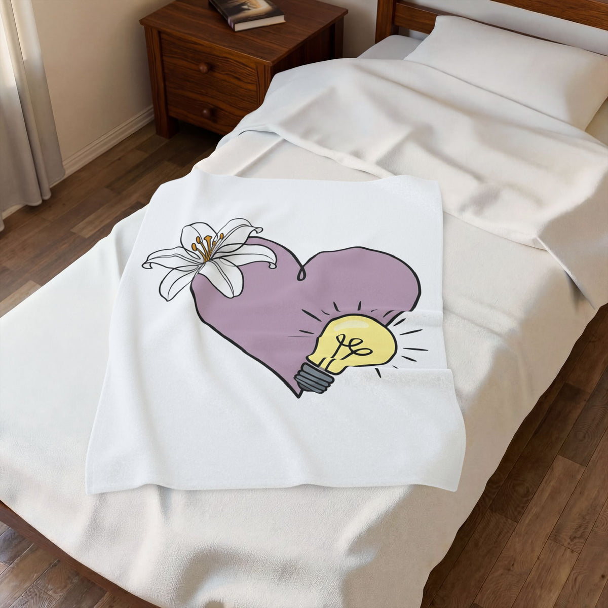 Heart Blossom Lamp Blanket Teacher Thanks Gift Women Hand Drawn Blanket Lamp Shade Blanket Educator Enthusiast Illustrated Graphic Appreciation