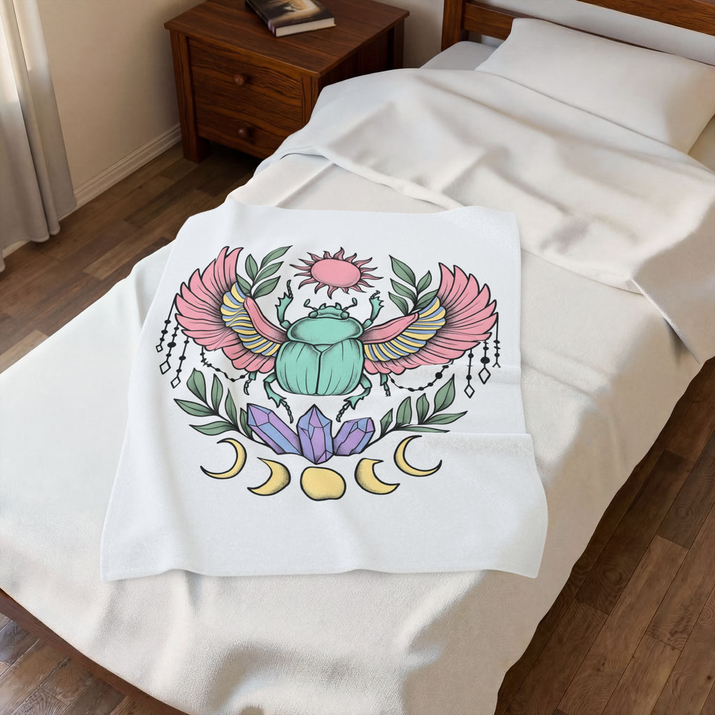 Scarab Bug Boho Chic Metaphysical Gift Tribal Beetle Bohemian Enthusiast Primitive Spiritual Blanket