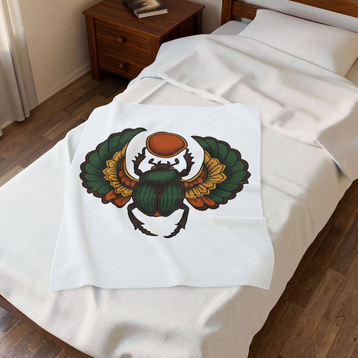 Beetle Bug Blanket Boho Chic Chakra Gift Women Minimalist Blanket Scarab Blanket Bohemian Enthusiast Simple Blanket Energy Graphic Hand Drawn Sun