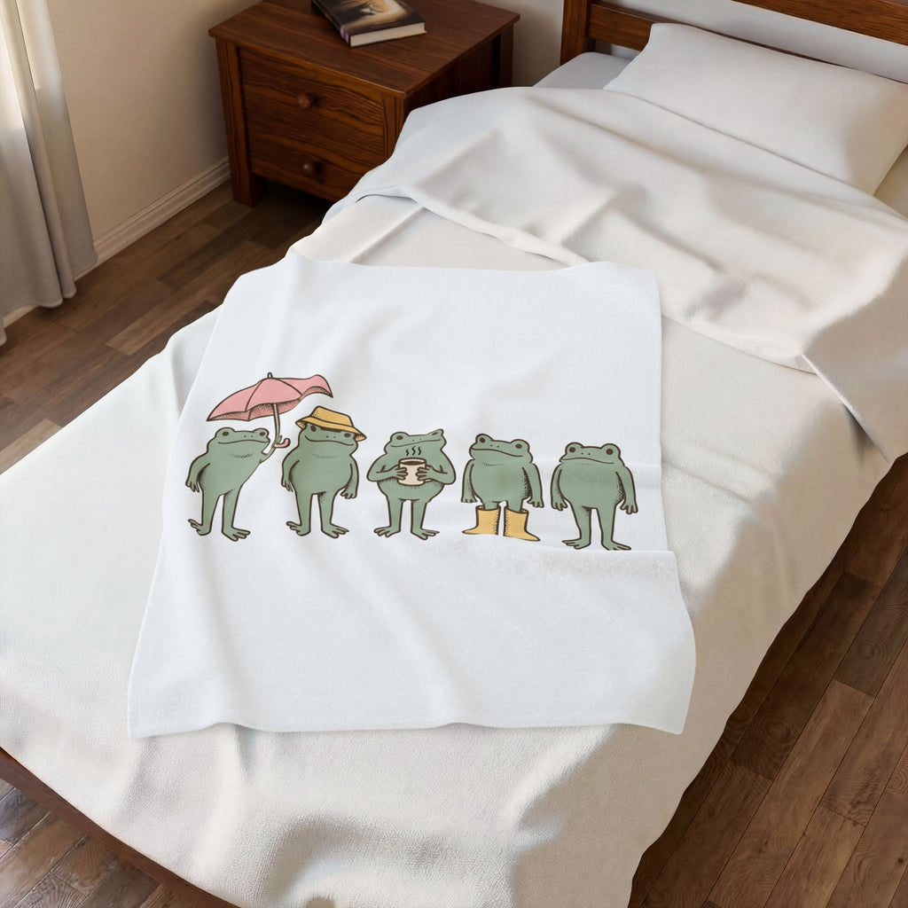 Frog Group Blanket Funny Animal Gift Women Cartoon Blanket Toad Blanket Humor Fan Comic Blanket Wildlife Graphic Vintage Umbrella Blanket