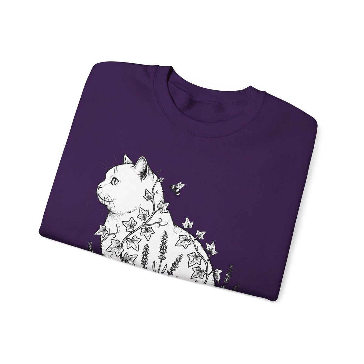 Feline Blossom Sweatshirt Cat Wildlife Gift Women Garden Sweatshirt Catflower Sweatshirt Cat Fan Animal Graphic Kitten Line Art Pollinator Sweatshirt