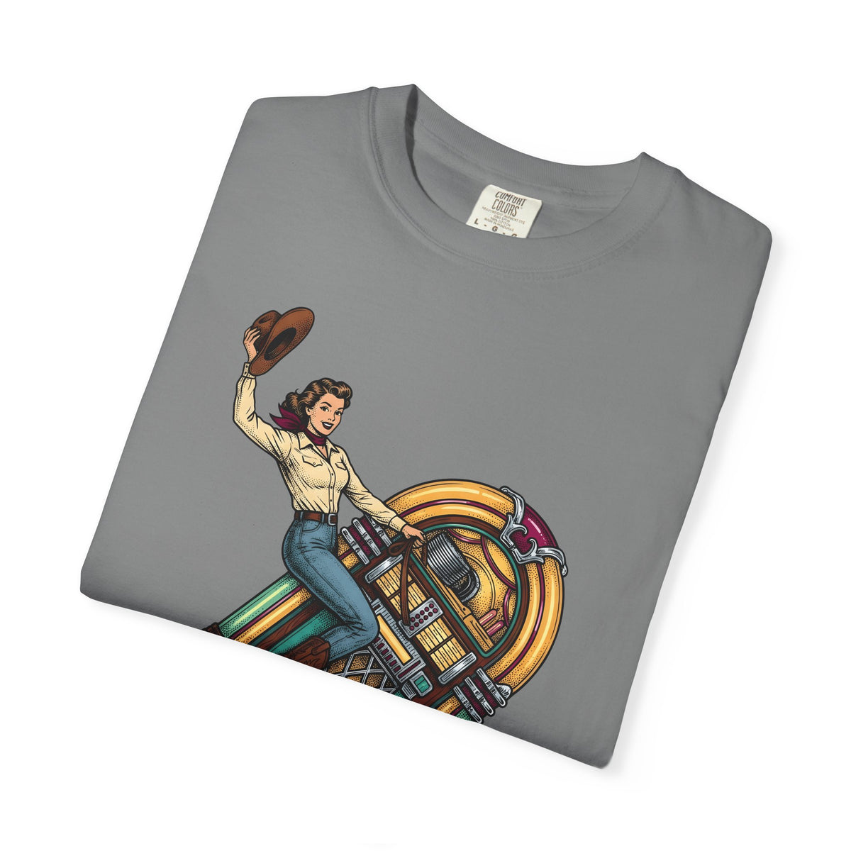 Cowgirl Jukebox T-Shirt Cowgirl Audio Gift Women Farmhouse T-Shirt Jukebox T-Shirt Cowgirl Fan Rustic T-Shirt Sound Graphic Mid Century Cowboy