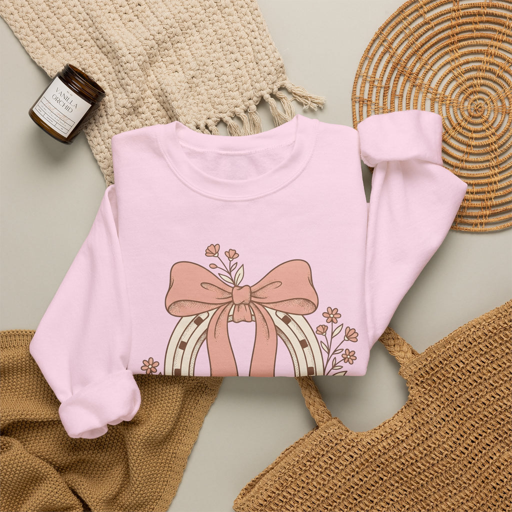 Horseshoe Bow Sweatshirt Cowgirl Ranch Gift Women Tribal Sweatshirt Horseshoe Sweatshirt Rodeo Fan Celtic Sweatshirt Ranch Graphic Classic Blossom Sweatshirt