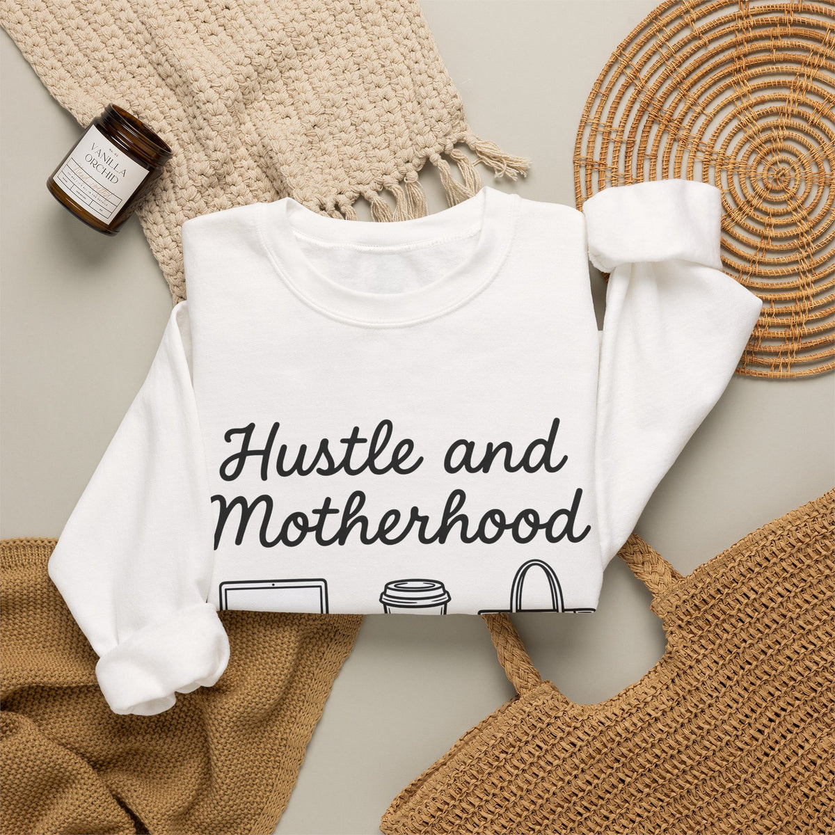 Laptop Coffee Purse Sweatshirt Moms Work Gift Women Doodle Sweatshirt Sweatshirt Sweatshirt Mother Enthusiast Hand Drawn Sweatshirt Office Graphic Minimal Baby Bottle