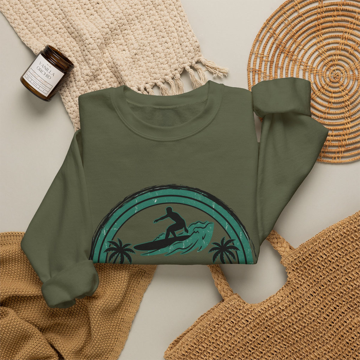 Surfing Surfing Seaside Gift Hand Drawn Surf Surfer Fan Surfing Coastal Sweatshirt