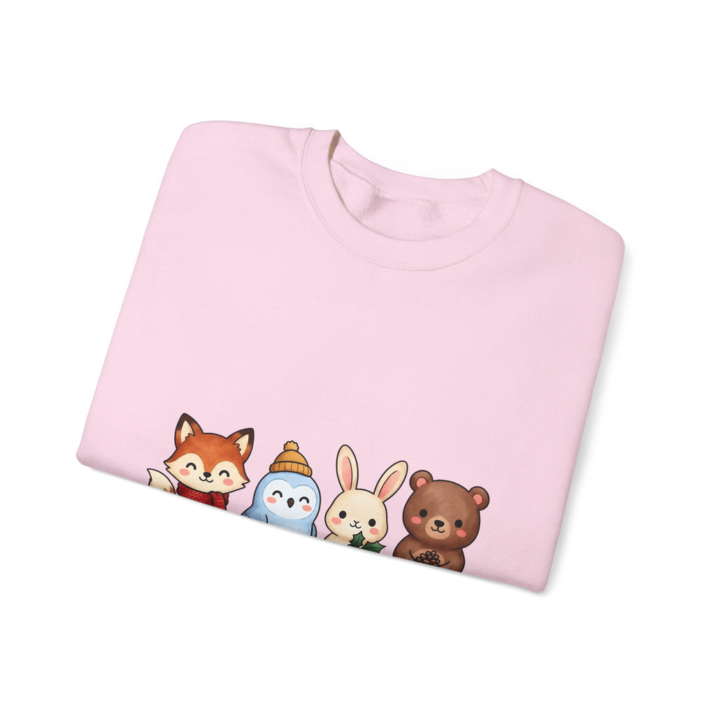 Forest Creatures Sweatshirt Christmas Wildlife Gift Women Adorable Sweatshirt Woodland Sweatshirt Xmas Fan Cute Sweatshirt Animal Graphic Comic Mistletoe