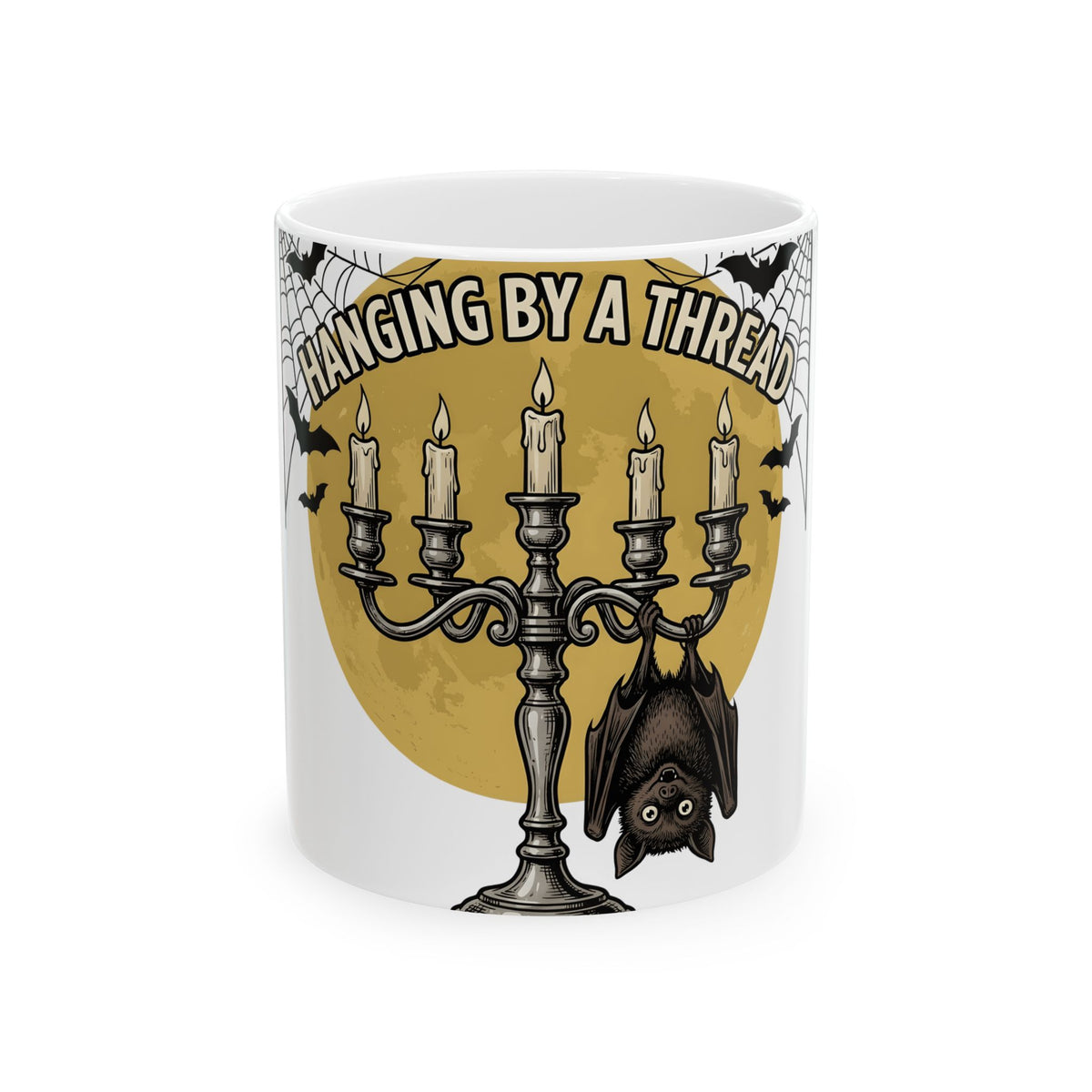 Bat Candelabra Mug Halloween Goth Gift Women Gothic Mug Candelabrum Mug Horror Fan Dark Mug Emo Graphic Vintage Spiderweb Mug