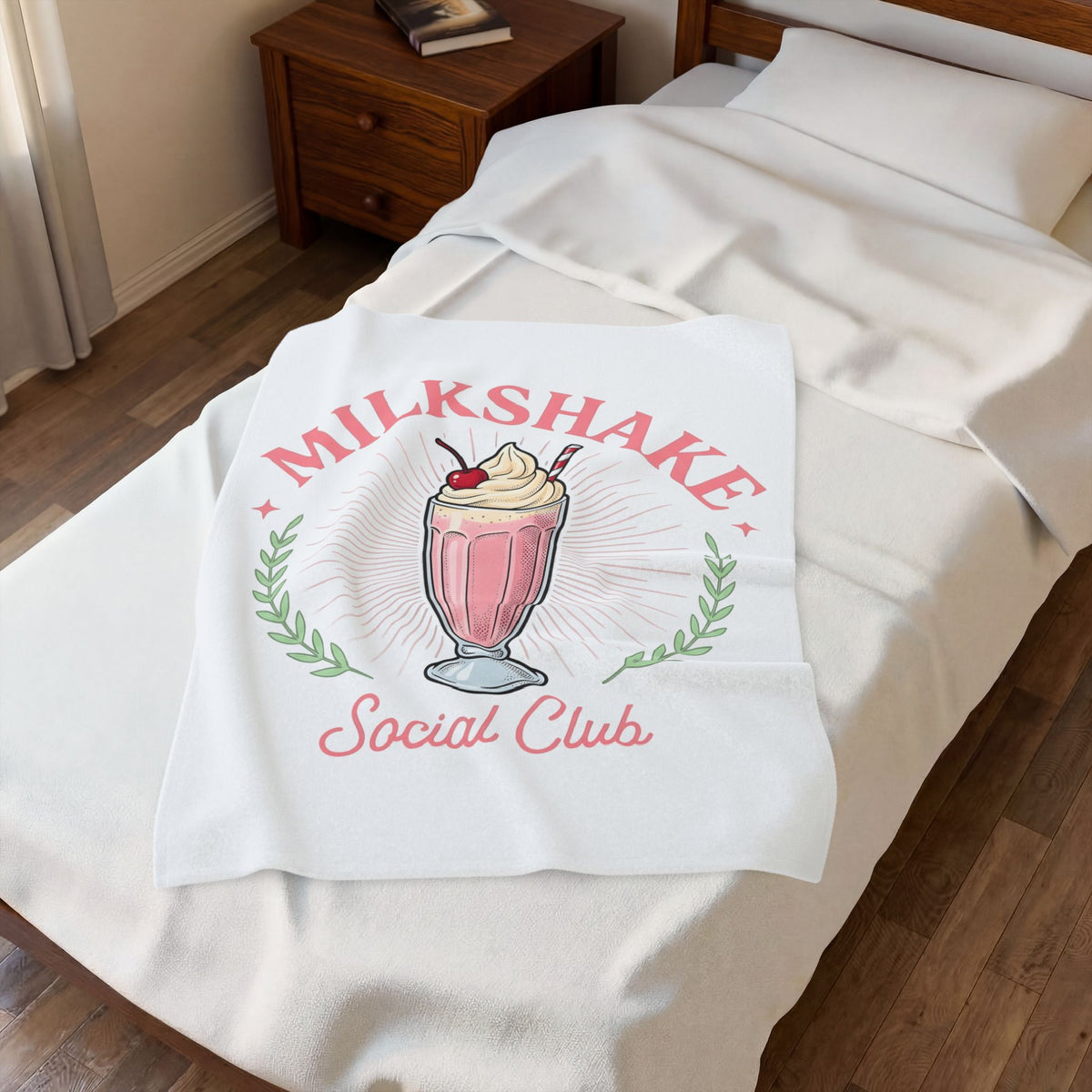 Milkshake Illustration Blanket Desserts Cafe Gift Women Antique Blanket Shake Blanket Dessert Fan Retro Blanket Coffee Graphic Vintage-Inspired