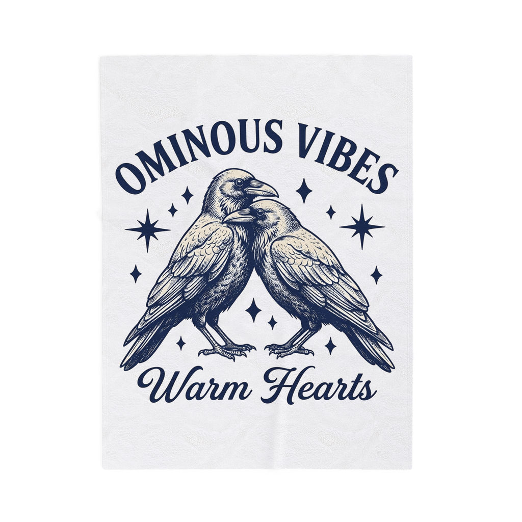 Crow Pair Blanket Gothic Fauna Gift Women Rustic Blanket Raven Blanket Dark Fan Corvid Graphic Blanket Doodle Twinkle Stars Blanket