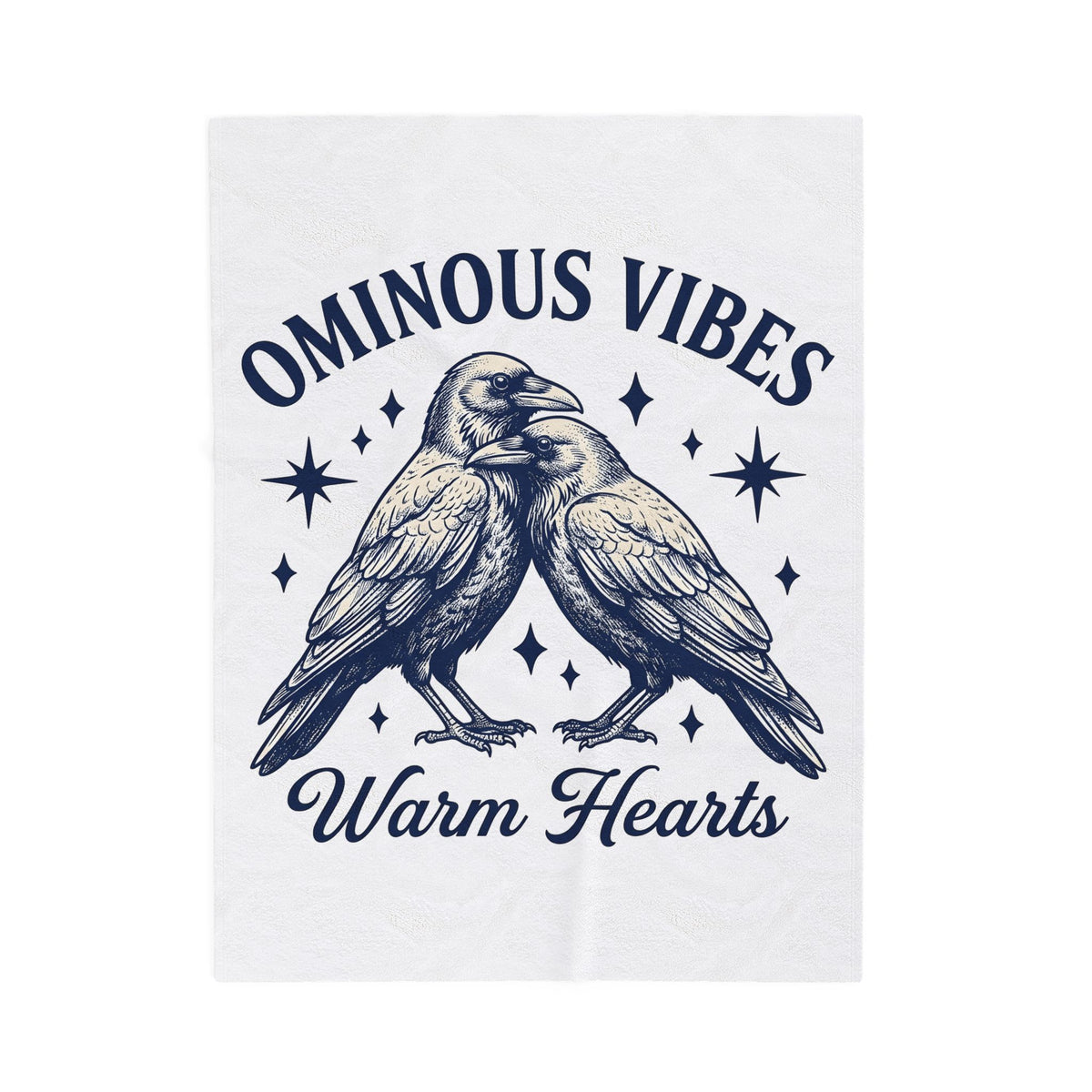 Crow Pair Blanket Gothic Fauna Gift Women Rustic Blanket Raven Blanket Dark Fan Corvid Graphic Blanket Doodle Twinkle Stars Blanket