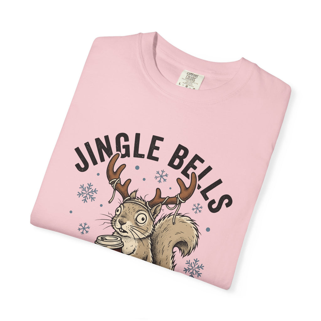 Tree Squirrel Coffee T-Shirt Christmas Fauna Gift Women Line Art T-Shirt Squirrel Coffee T-Shirt Xmas Fan Squirrel Illustration Wildlife Graphic