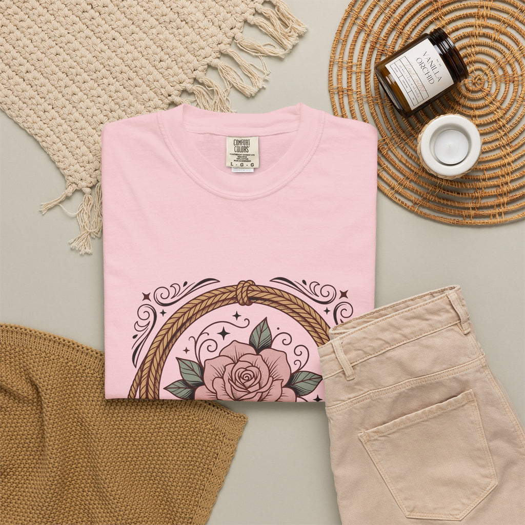 Bloom Rope T-Shirt Cowgirl Garden Gift Women Indie T-Shirt Braided Rope T-Shirt Rodeo Fan Handmade T-Shirt Floral Graphic Classic Twinkles T-Shirt