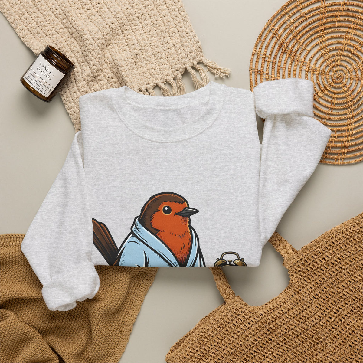 Avian Robe Sweatshirt Funny Creature Gift Women Animated Sweatshirt Bird Sweatshirt Humor Fan Cartoon Sweatshirt Beast Graphic Old School Alarm Sweatshirt