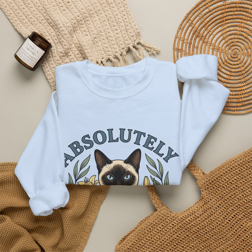 Siamese Cat Sweatshirt Cat Floral Gift Women Hand Drawn Sweatshirt Siamese Sweatshirt Cat Fan Illustrated Design Vintage Lilies Sweatshirt