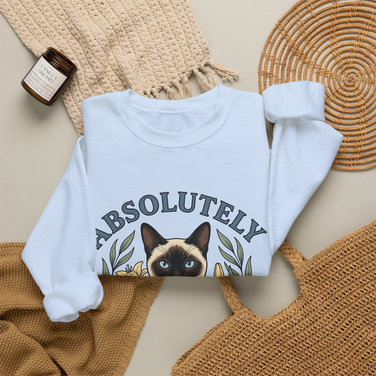 Siamese Cat Sweatshirt Cat Floral Gift Women Hand Drawn Sweatshirt Siamese Sweatshirt Cat Fan Illustrated Design Vintage Lilies Sweatshirt