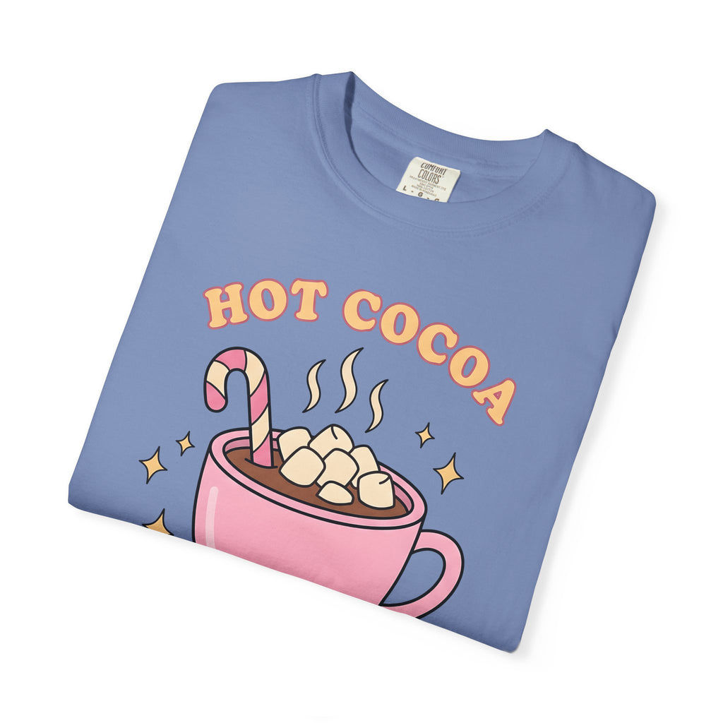 Hot Chocolate Cup Cocoa Winter Gift Line Mug Chocolate Fan Drawing Nostalgic White Marshmallows T-Shirt