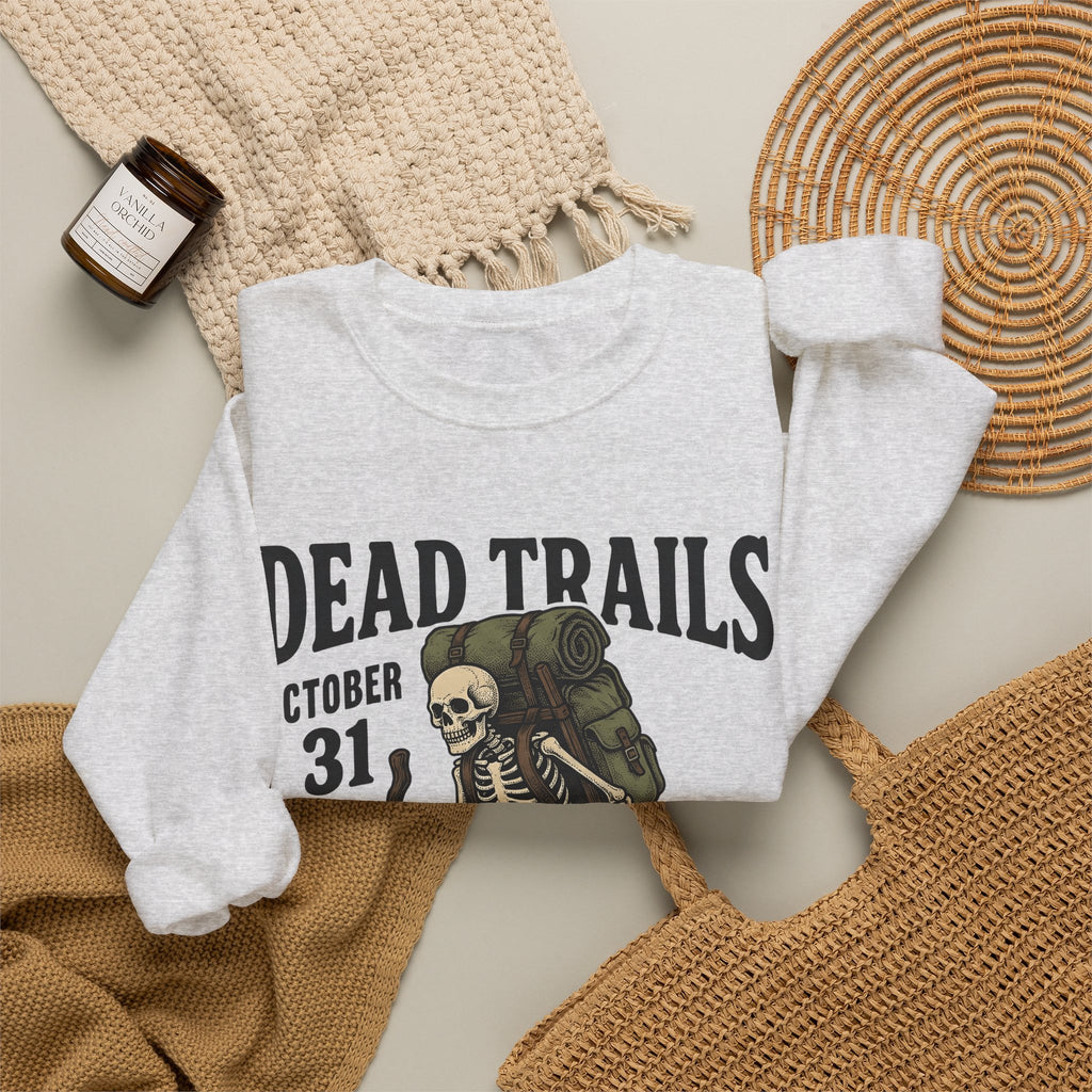 Skull Backpacker Sweatshirt Halloween Outdoors Gift Women Rustic Sweatshirt Backpacker Sweatshirt Horror Fan Spooky Sweatshirt Adventure Graphic Classic