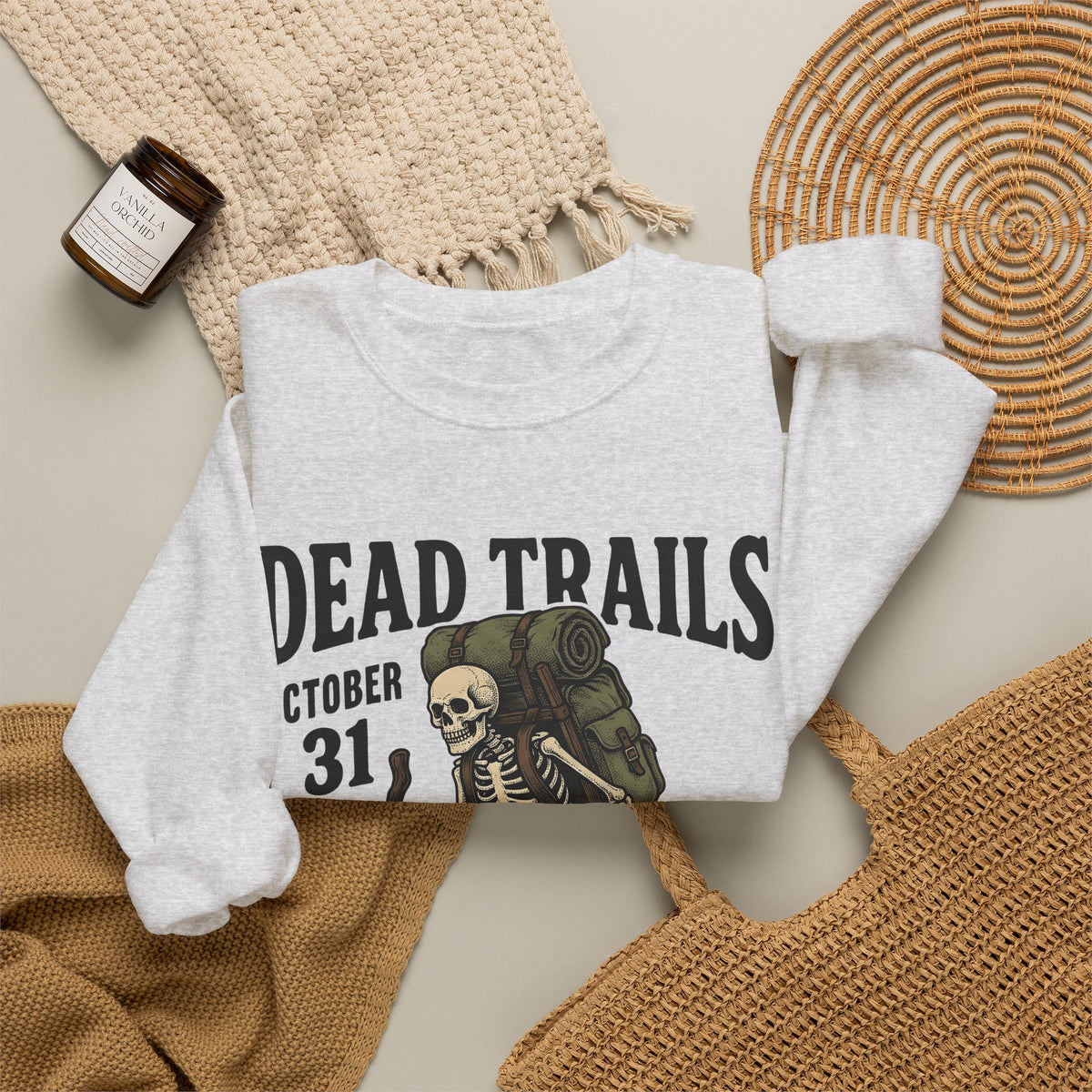 Skull Backpacker Sweatshirt Halloween Outdoors Gift Women Rustic Sweatshirt Backpacker Sweatshirt Horror Fan Spooky Sweatshirt Adventure Graphic Classic