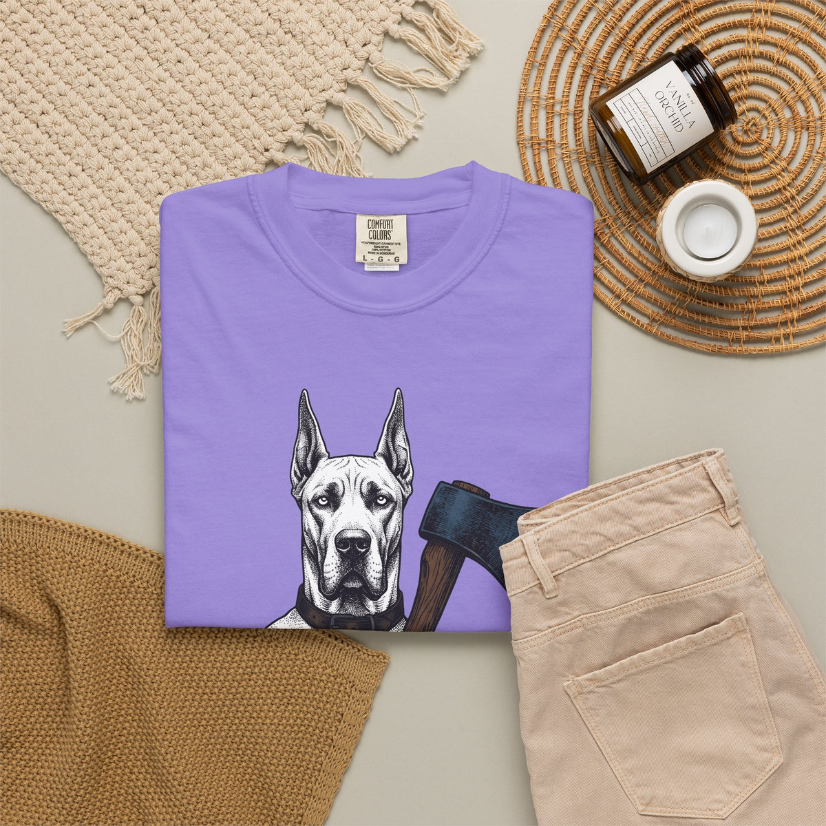 Dane Dog T-Shirt Dog Funny Gift Women Retro T-Shirt Great Dane T-Shirt Dog Fan Hound T-Shirt Humor Graphic Sketch Hatchet T-Shirt