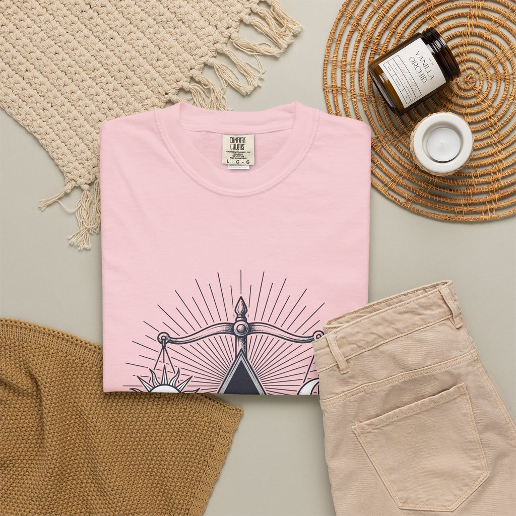 Sun Moon Symmetry T-Shirt Boho Chic Star Signs Gift Women Fantasy T-Shirt Lunar T-Shirt Bohemian Fan Mystical T-Shirt Zodiac Graphic Sketch Scale