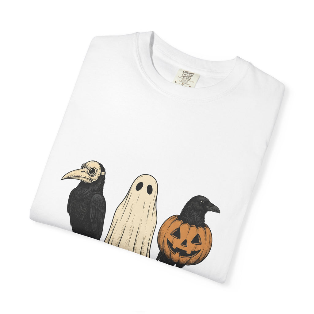 Raven Outfit T-Shirt Halloween Horror Gift Women Retro T-Shirt Crow Outfit T-Shirt Horror Fan Creepy Graphic T-Shirt Sketch Jack-O-Lantern T-Shirt