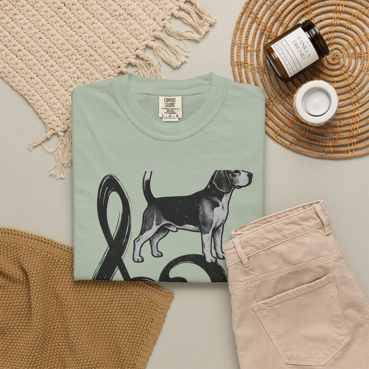 Beagle Pet T-Shirt Dog Sound Gift Women Classic T-Shirt Hound T-Shirt Dog Fan Puppy T-Shirt Music Graphic Doodle Note Symbols T-Shirt