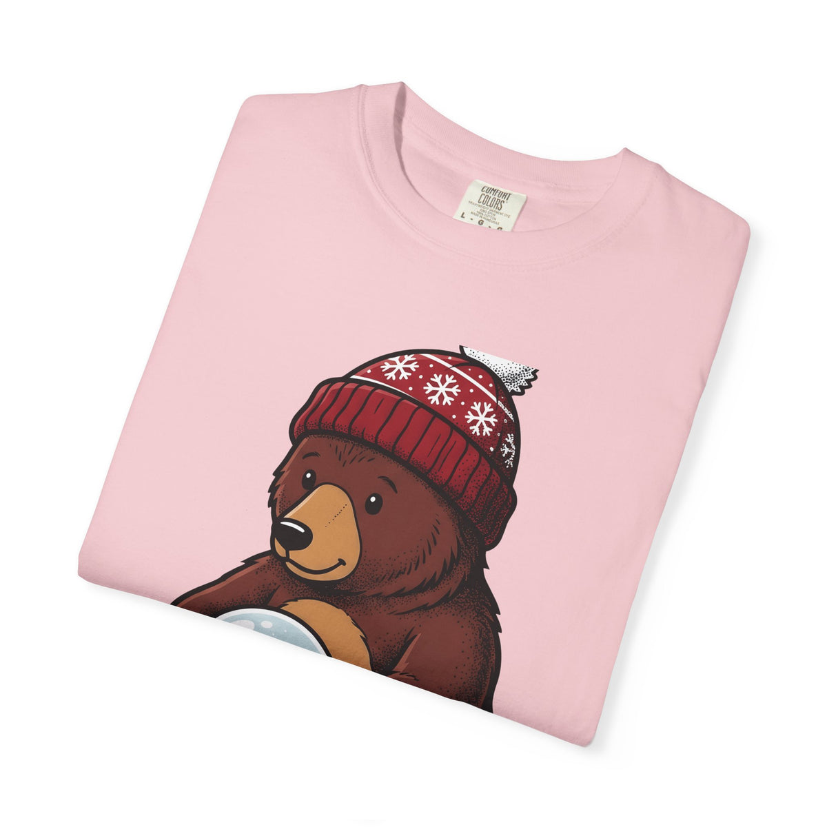 Bear Snow Globe T-Shirt Animals Holiday Gift Women Cute T-Shirt Snow Globe T-Shirt Wildlife Fan Cartoon T-Shirt Christmas Graphic Hand Drawn Winter