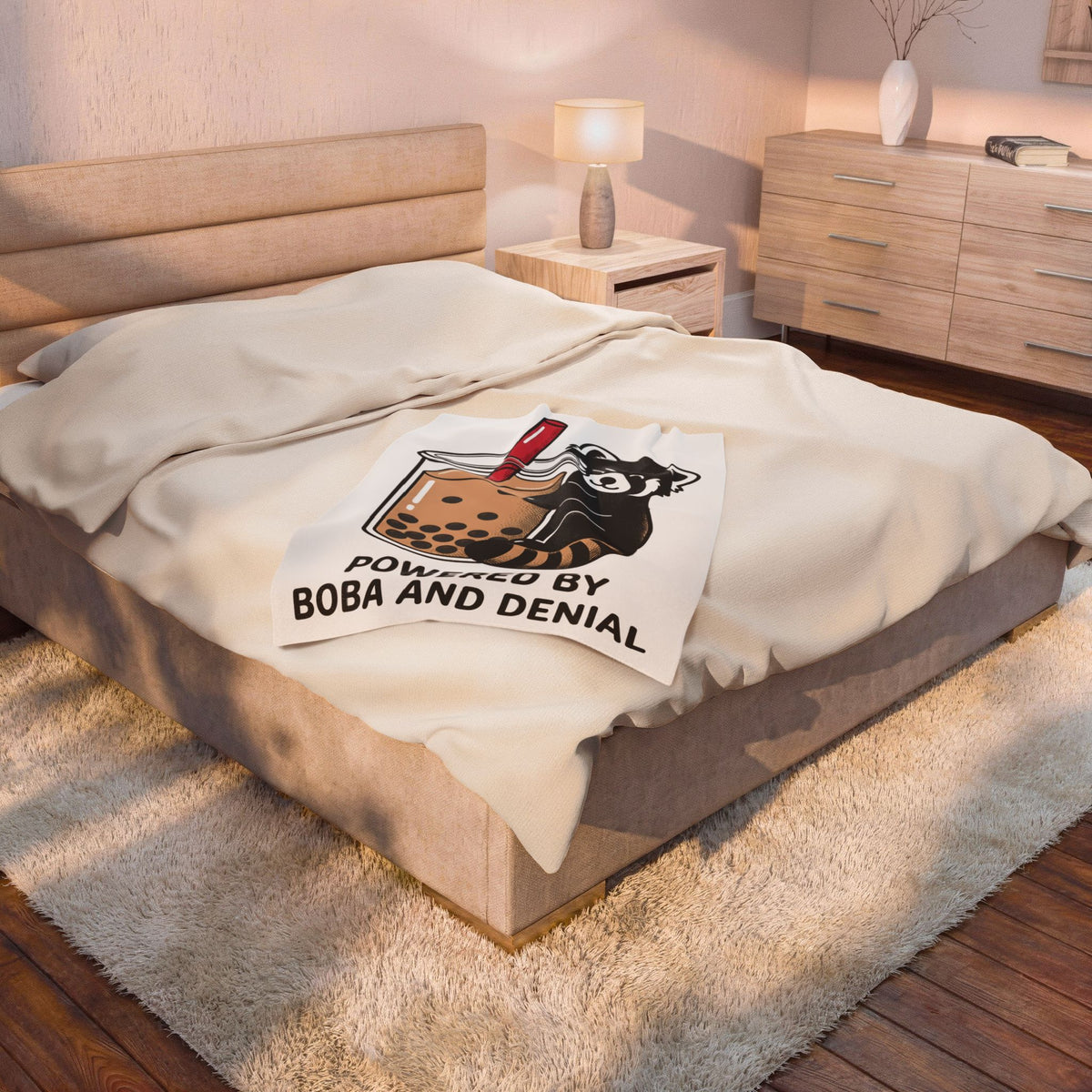 Red Panda Drink Blanket Boba Wildlife Gift Women Adorable Blanket Panda Drink Blanket Bubble Tea Fan Cute Blanket Animal Graphic Animated Milk Tea