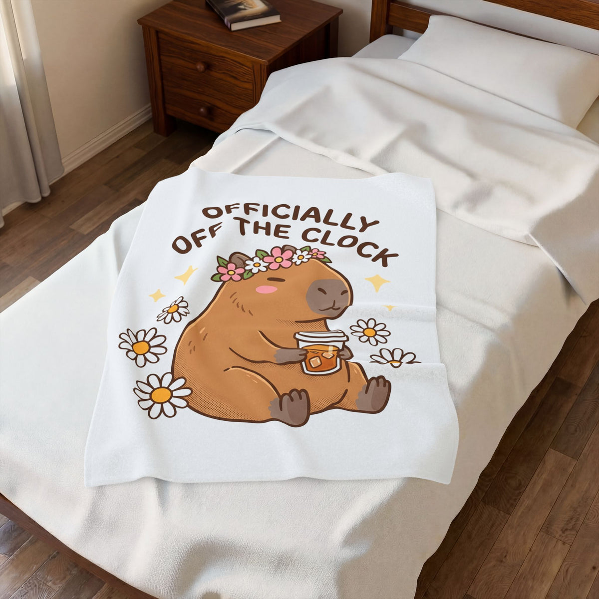 Capybara Coffee Blanket Nurses Animal Gift Women Cute Blanket Coffee Blanket Nurse Enthusiast Adorable Blanket Wildlife Graphic Cartoon Daisies