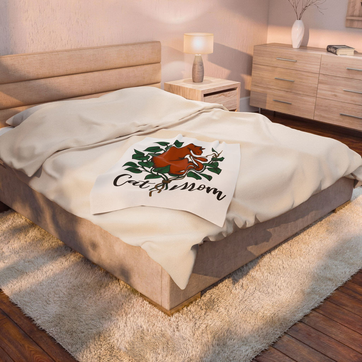 Cat Graphic Blanket Cat Mom Animals Gift Women Hand Drawn Blanket Kitten T