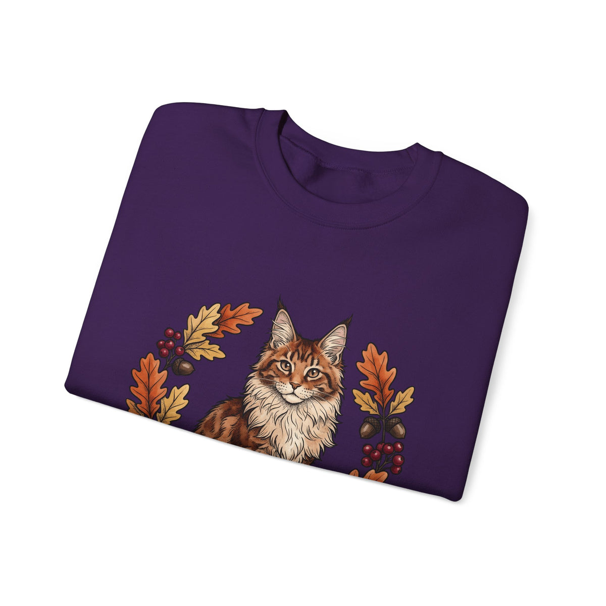 Maine Coon Pet Sweatshirt Cat Pumpkin Gift Women Greenery Sweatshirt Cat Sweatshirt Cat Fan Foliage Sweatshirt Gourd Graphic Old-Fashioned Orange Leaves Sweatshirt