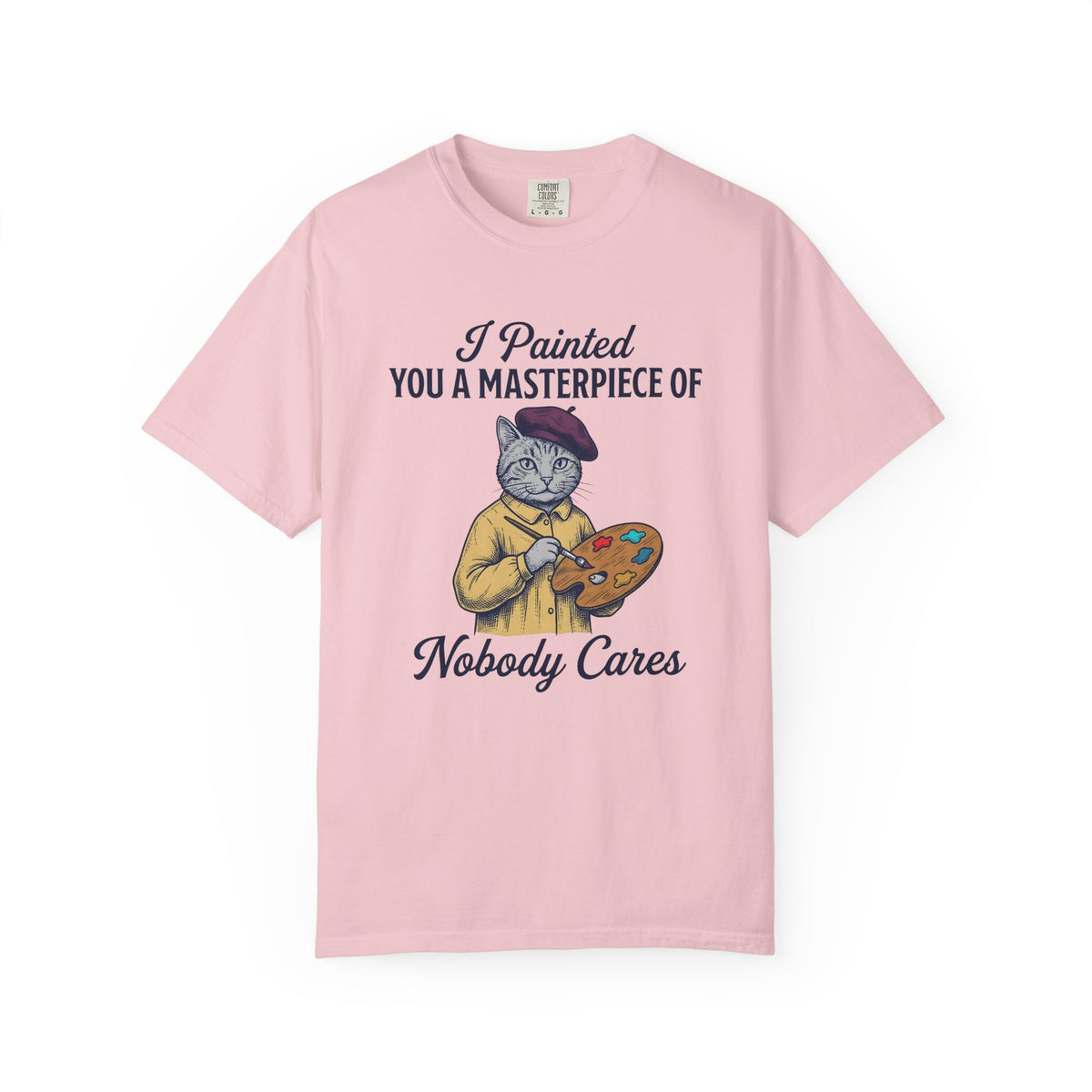 Artist Cat T-Shirt Cat Humor Gift Women Vintage T-Shirt Kitty Cat T-Shirt Feline Fan Retro T-Shirt Funny Graphic Hand Drawn Paint Palette T-Shirt
