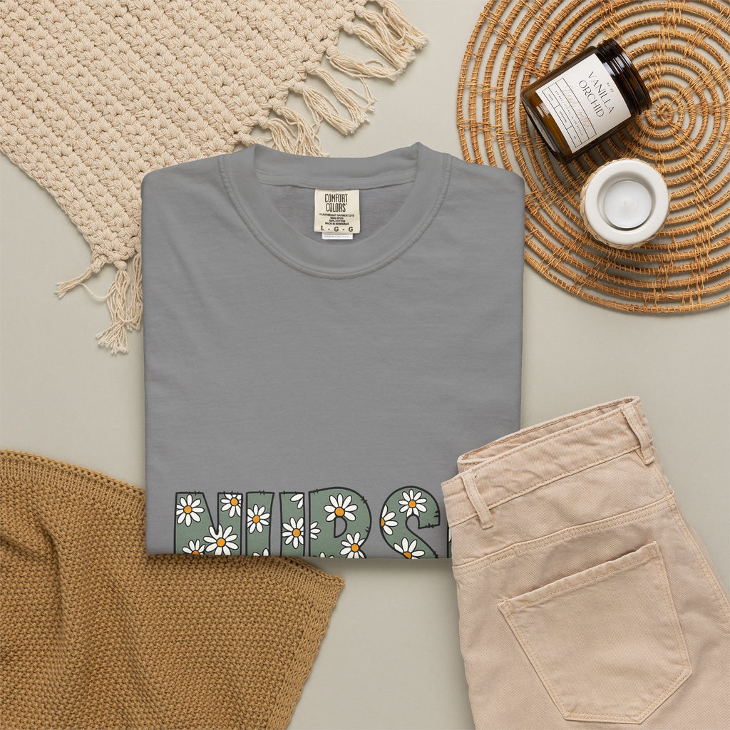 Blossom Monogram T-Shirt Nurse Petals Gift Women Fun T-Shirt Initial T-Shirt Nursing Enthusiast Floral T-Shirt Floral Graphic Classic Bloom T-Shirt