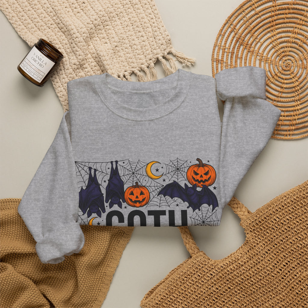 Vampire Pumpkin Goth Autumn Gift Horror Bloodsucking Dark Fan Macabre Fall Hand Drawn Webbing Sweatshirt