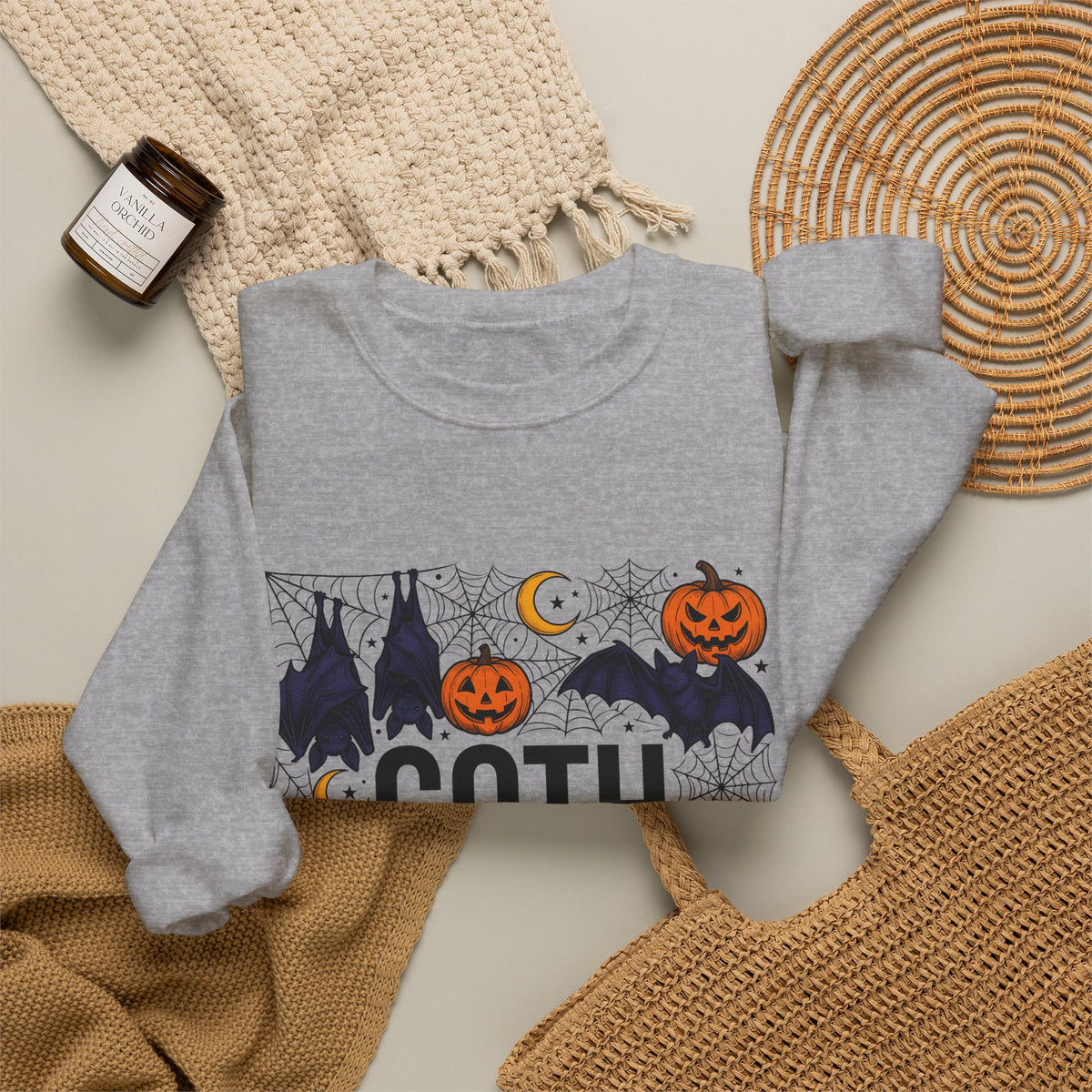 Vampire Pumpkin Goth Autumn Gift Horror Bloodsucking Dark Fan Macabre Fall Hand Drawn Webbing Sweatshirt