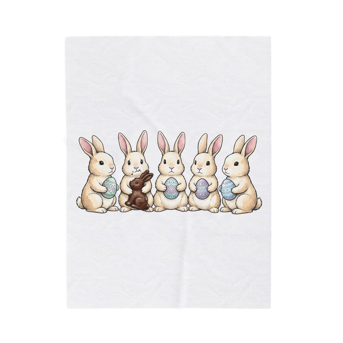 Rabbit Group Blanket Easter Critters Gift Women Doodle Blanket Bunny Blanket Easter Fan Hare Blanket Creature Graphic Minimalist Colorful Egg