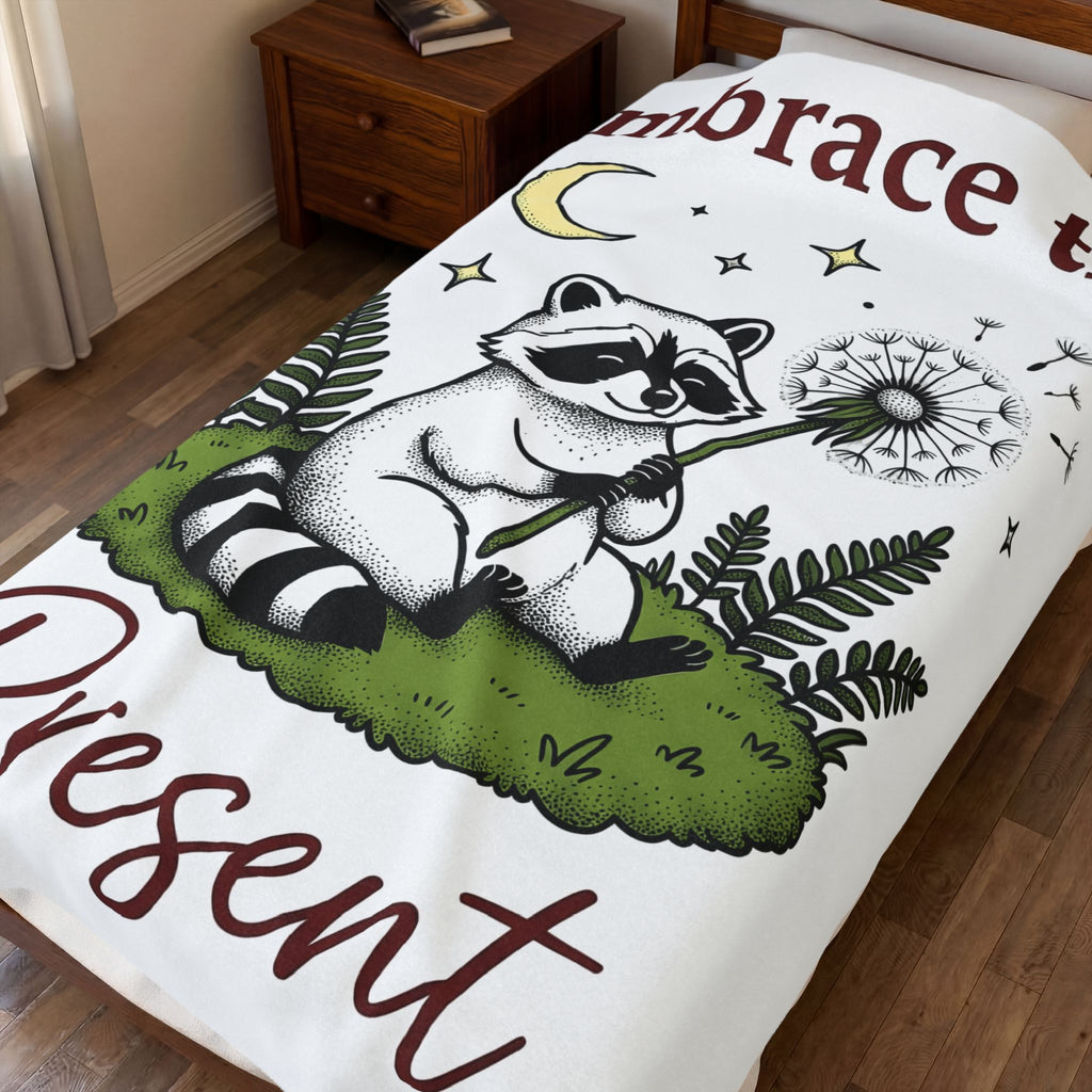 Raccoon Seed Blanket Cute Wildlife Gift Women Fanciful Blanket Trash Panda Blanket Adorable Fan Whimsical Blanket Animal Graphic Doodle Lunar