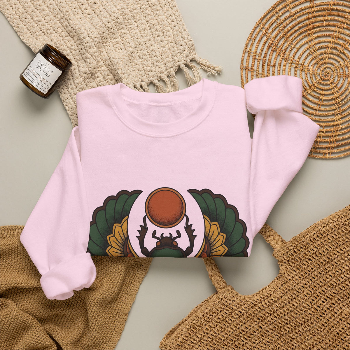 Beetle Bug Sweatshirt Boho Chic Chakra Gift Women Minimalist Sweatshirt Scarab Sweatshirt Bohemian Enthusiast Simple Sweatshirt Energy Graphic Hand Drawn Sun