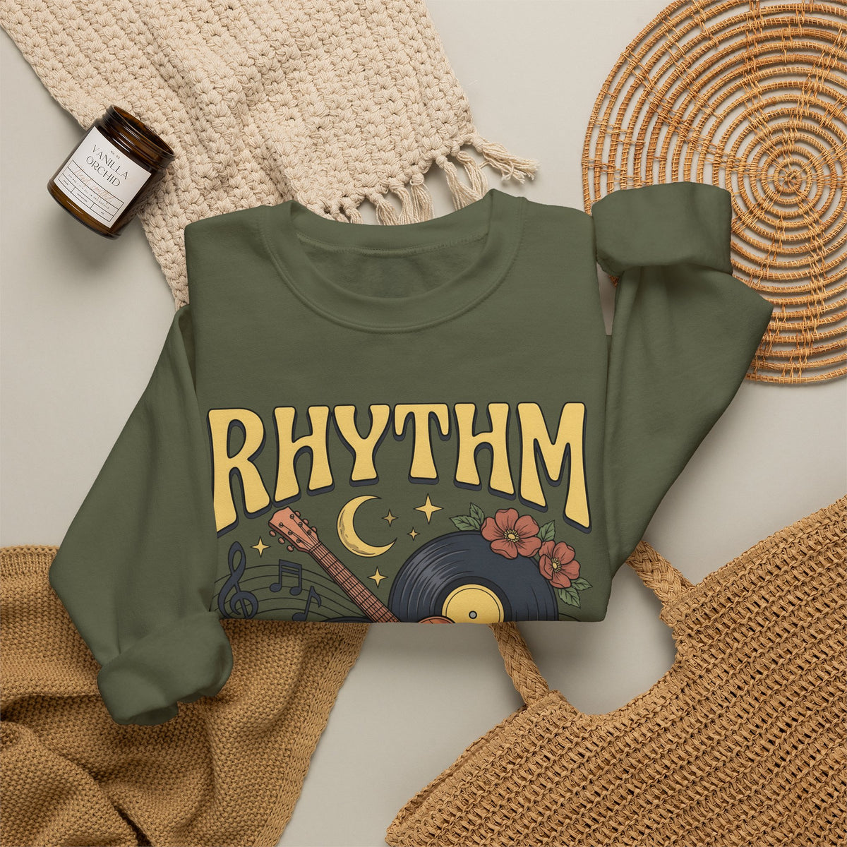 Electric Guitar Records Sweatshirt Music Bouquet Gift Women Free Spirit Sweatshirt Guitar Sweatshirt Music Fan Bohemian Sweatshirt Floral Graphic Old School