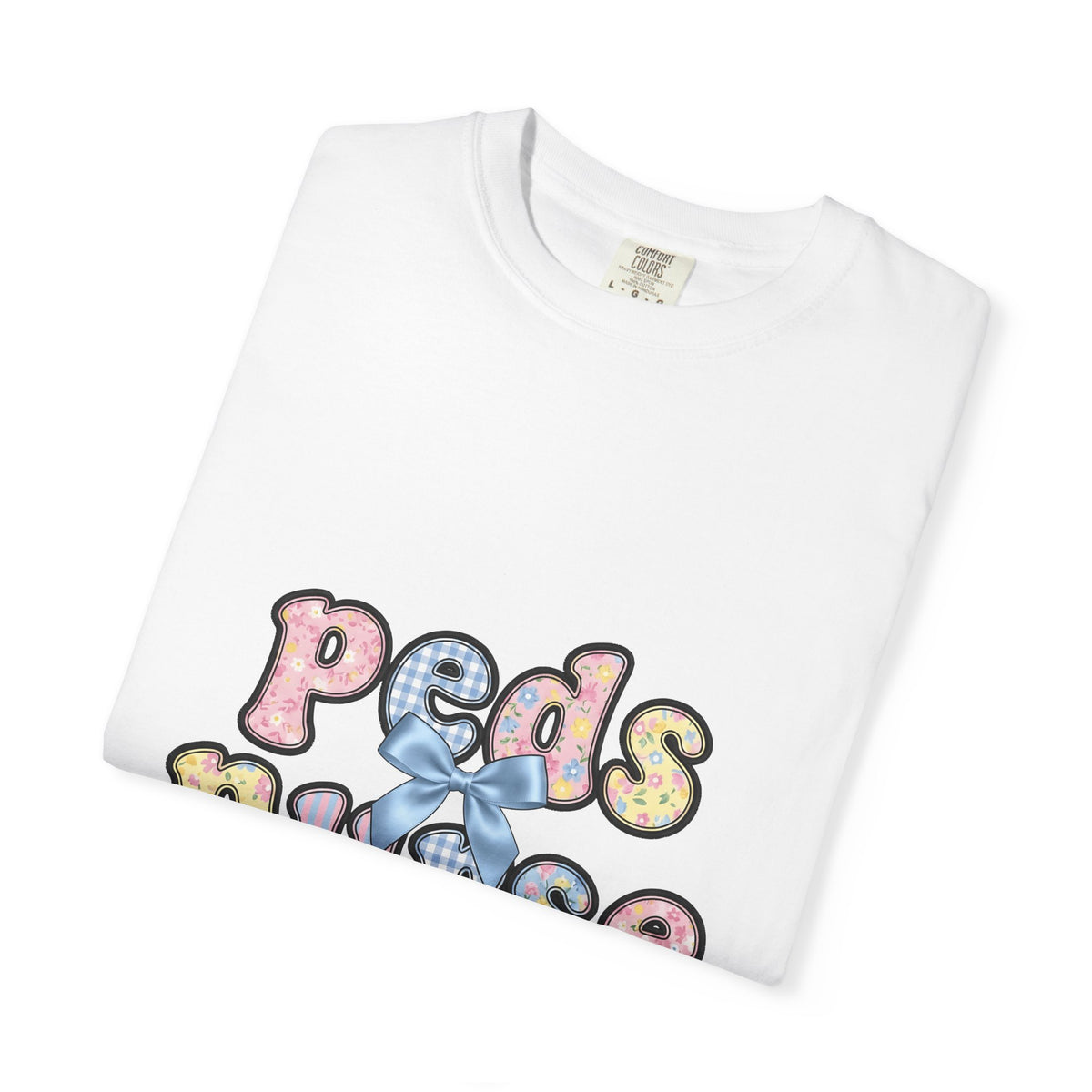 Pastel Fabric Typography T-Shirt Nurse Flower Gift Women Adorable T-Shirt Textile T-Shirt Nursing Enthusiast Typography T-Shirt Floral Graphic Old