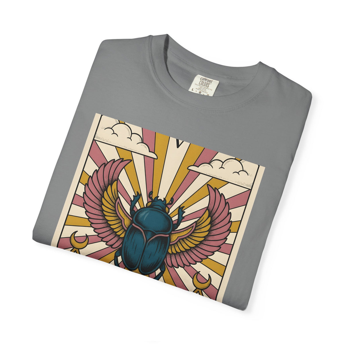 Beetle T-Shirt Boho Chic Esoteric Gift Women Divination Card T-Shirt Bug T-Shirt Bohemian Fan Tarot T-Shirt Mystical Graphic Hand Drawn Crescent