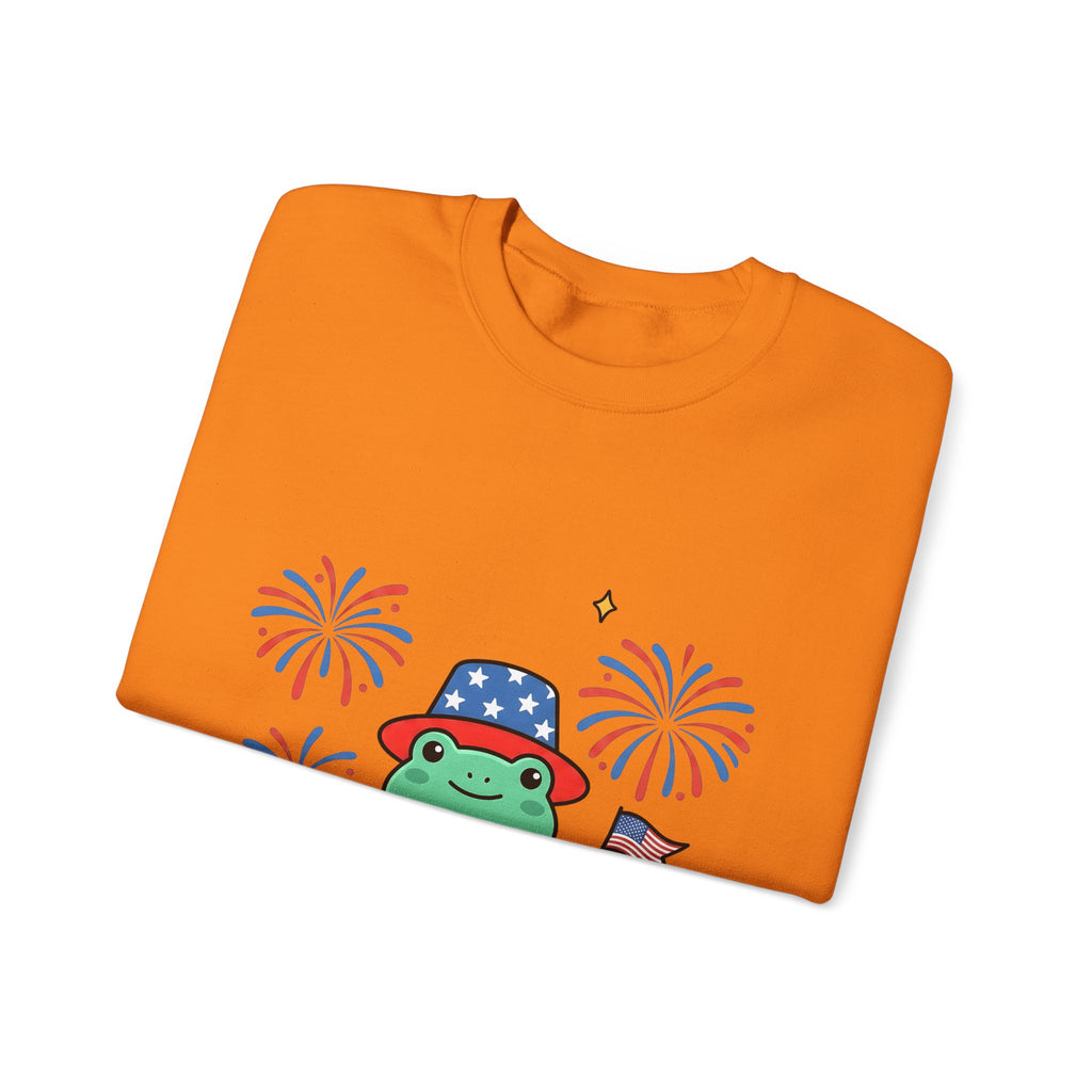 Usa Frog Sweatshirt America/4th Of July Wildlife Gift Women Kawaii Sweatshirt Toad Sweatshirt Patriotic Fan Cute Sweatshirt Animal Graphic Comic Sparkler