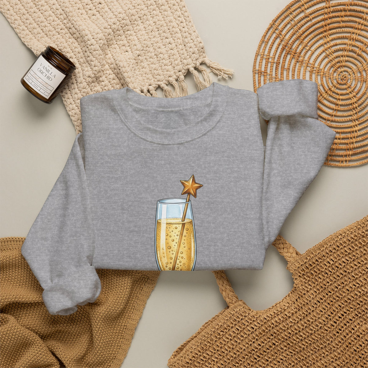 Flute Glass Holiday Occasion Gift Minimalist Glassware Christmas Fan Simple Celebration Sweatshirt
