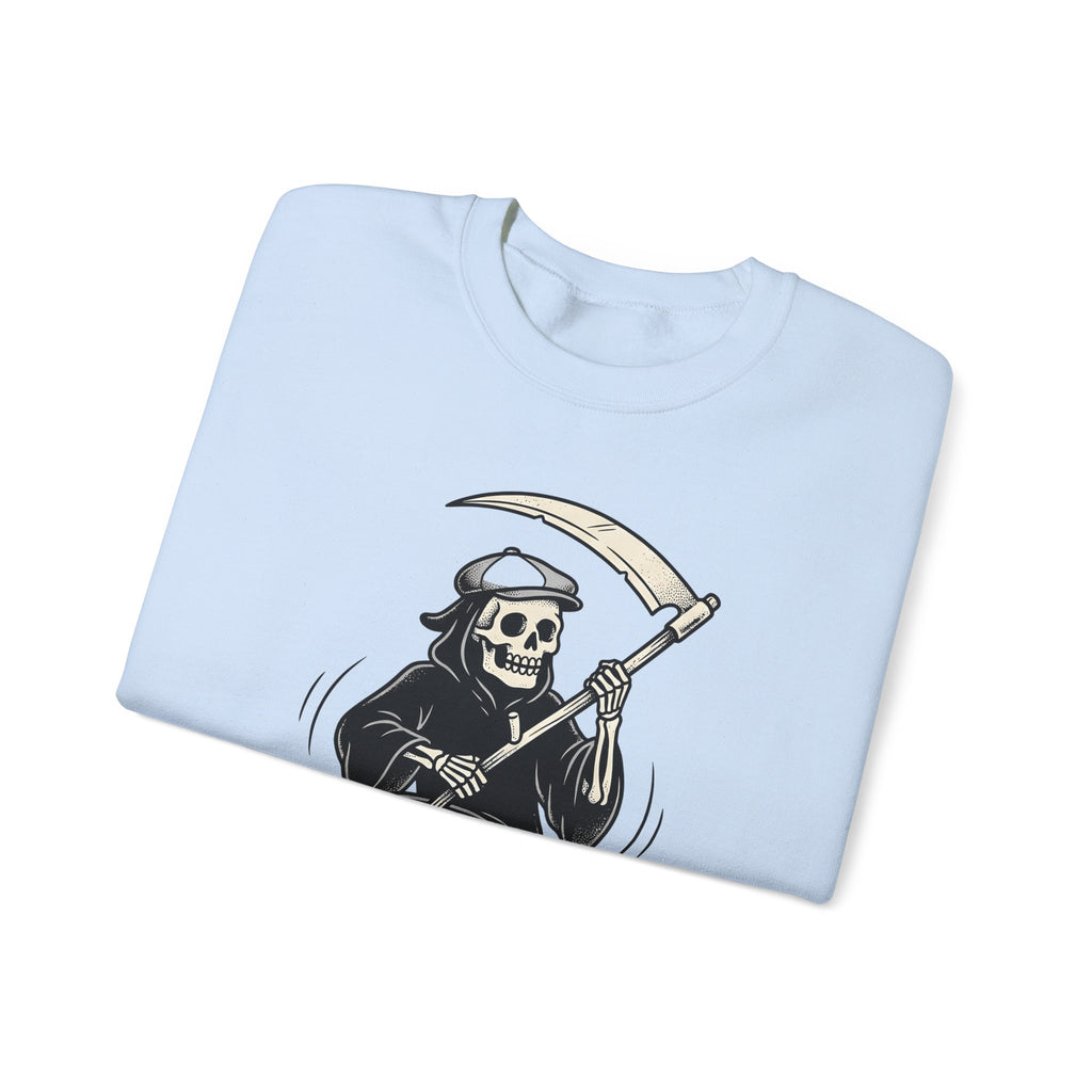 Reaper Skull Sweatshirt Halloween Cranium Gift Women Animated Sweatshirt Grim Reaper Sweatshirt Horror Fan Death Skull Graphic Sweatshirt Old School Sickle