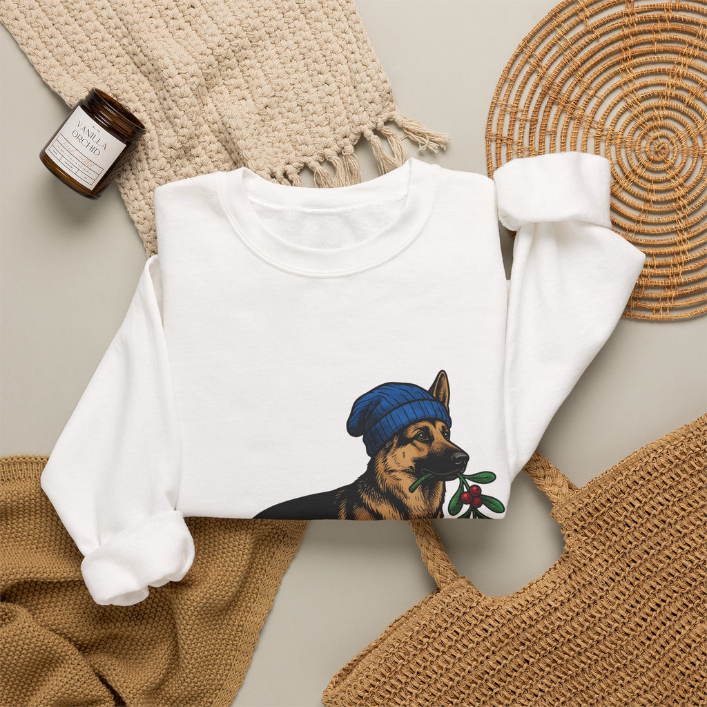 German Shepherd Puppy Sweatshirt Dog Holidays Gift Women Hand Drawn Sweatshirt Alsatian Sweatshirt Dog Fan Illustrated Graphic Sweatshirt Line Art Festive