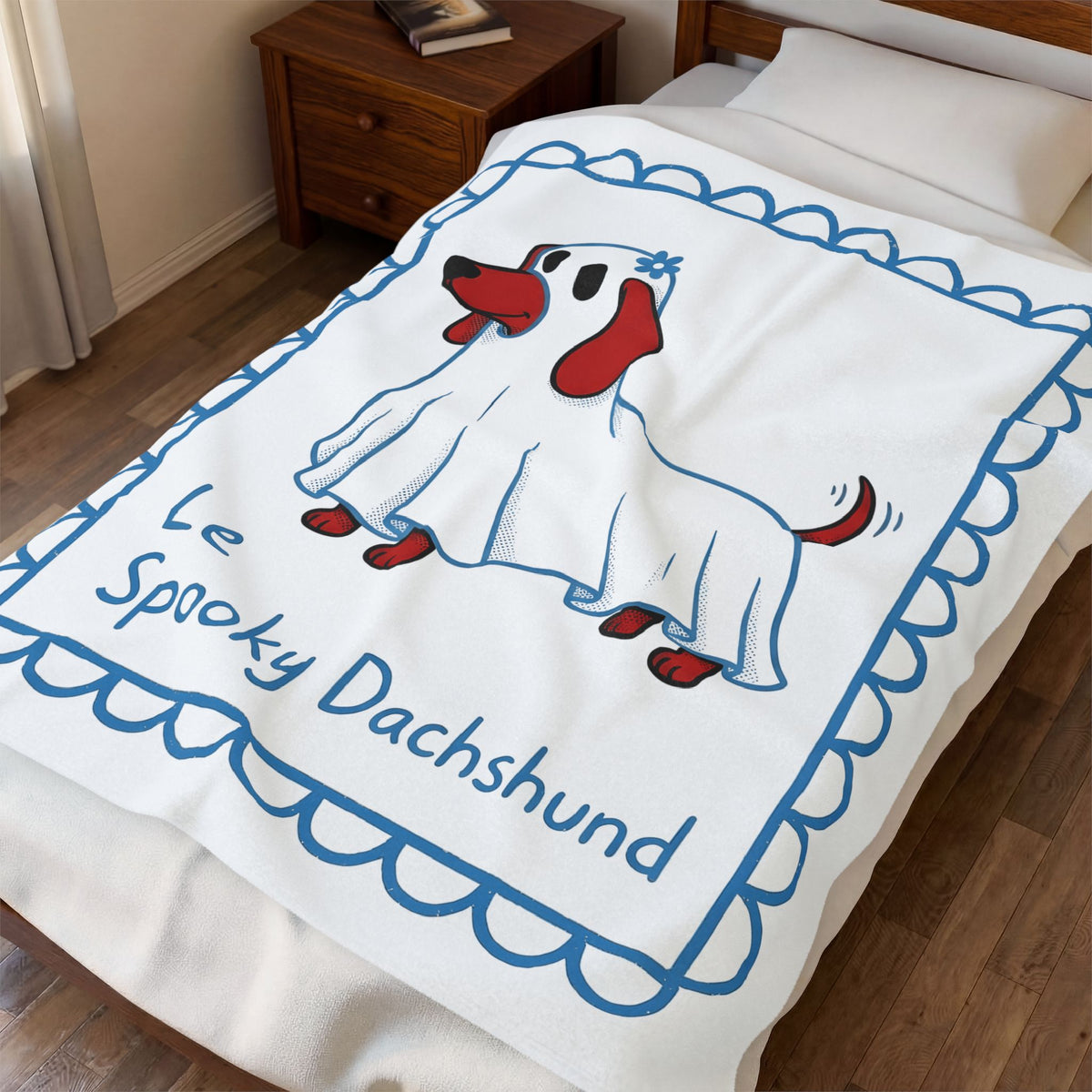 Dachshund Ghost Halloween Dog Gift Cartoon Wiener Blanket