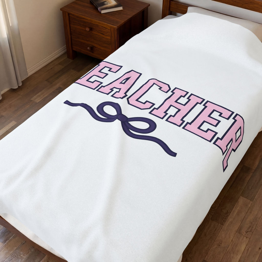 Bow Graphic Blanket Teachers Appreciation Gift Women Bold Blanket Bow Blanket Educator Enthusiast Graphic Blanket Gratitude Illustration Minimalist