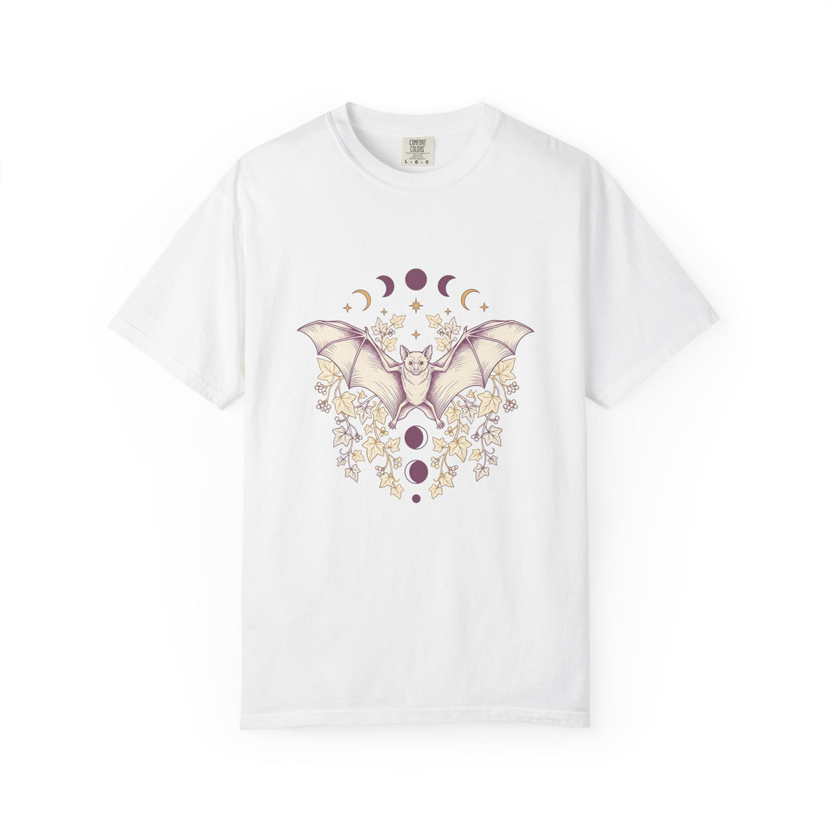 Bat Drawing T-Shirt Cottagecore Dark Gift Women Hippie T-Shirt Bat T-Shirt Cottage Fan Bohemian T-Shirt Gothic Graphic Antique Plant T-Shirt