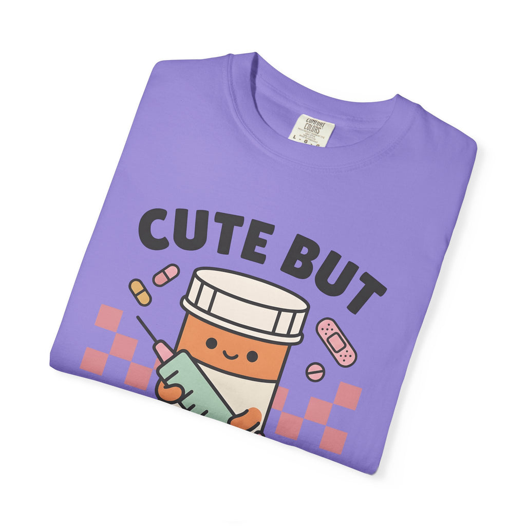 Pill Bottle Syringe T-Shirt Nurses Medical Gift Women Kawaii T-Shirt Medication T-Shirt Nurse Enthusiast Cute T-Shirt Healthcare Graphic Cartoon